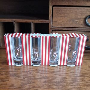 NWT.  Candy Cane Shot Glass Set (4)